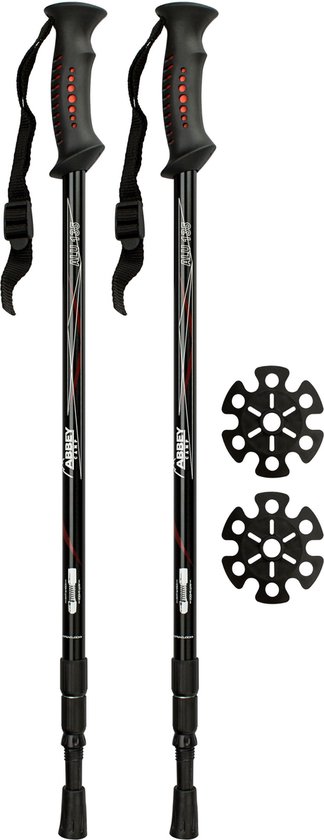 Abbey Wandelstokken Telescopisch Verstelbaar - Anti-shock - Paar - Zwart