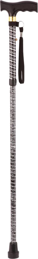 Aidapt - wandelstok - opvouwbaar - zwart, met zilverkleur print