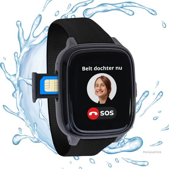 PersonalClick SOS Alarm Horloge Ouderen - Valdetectie - Waterdicht- Live GPS - Medicatie alarm - alarmknop voor ouderen - Persoonlijk Alarmknop voor Senioren - Personenalarmering - alarmknop voor ouderen - Klittenband