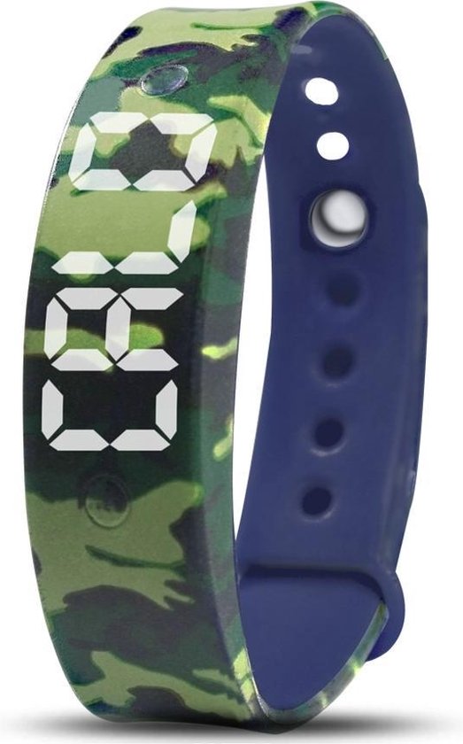 Alarmhorloge - Kinderen - Groen Camouflage - Stappenteller - 15 trilalarmen