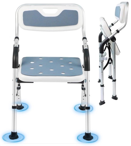 BY JRM® Inklapbare Douchestoel en Douchekruk – 30 dagen uitproberen -anti slip – verstelbare hoogte - douchekrukje - Grijs