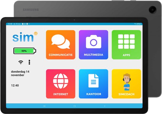 SimTab 6 Senioren Tablet 64GB Wifi (op basis van Samsung Galaxy Tab A9 Plus 2024) Grijs