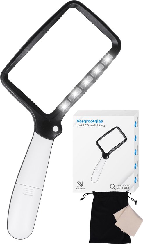 Nuvance Vergrootglas met Verlichting - Loep - Loeplamp met Led Verlichting - Leesloep voor Volwassenen en Ouderen