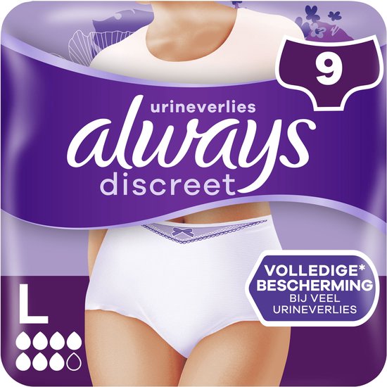 Always Discreet Incontinentiebroekjes maat L - Bij Urineverlies Dames - 9 Broekjes