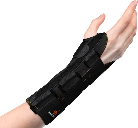 Bracefox® Premium Polsbrace 'Carpulock' | Universele maat | Links & Rechts | Lang model voor ondersteuning | Polssteun | Carpaal Tunnel Syndroom | RSI | Artrose