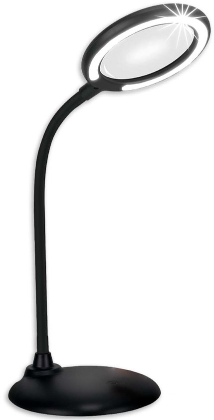 Loeplamp met LED Verlichting - Tafel Loeplamp - Dimbaar - Diamond Painting Accesoire - Borduurlamp - Bureaulamp Led - Vergrootglas: 5X - 28LED - Zwart - 46CM