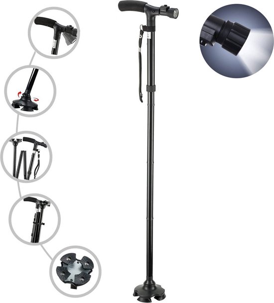 Safe Age® Wandelstok met LED verlichting - Opvouwbaar en verstelbaar