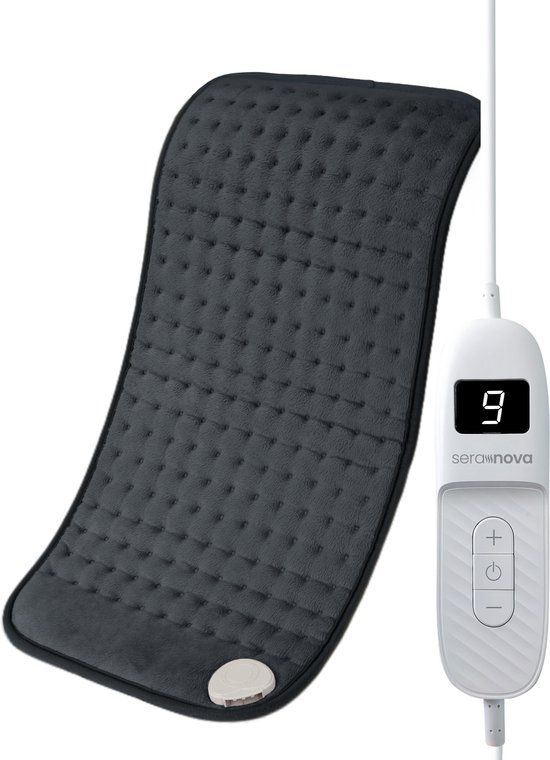 Seranova Elektrisch Warmtekussen voor Rug, Voeten, Nek, Schouders, Buik - Heating Pad - Verwarmingskussen - Wasmachine - 60x30cm - Donkergrijs