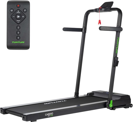 Tunturi Cardio Fit T10 Loopband - Wandelband inklapbaar - Ultra platte walking pad met bluetooth - Hardloopband met 7 trainingsprogramma's - 1.0 to 12 km/u