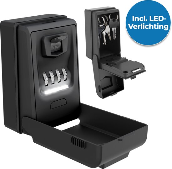 Chéswa® Premium Sleutelkluis met LED-verlichting – Sleutelkluisje met code - Sleutelkastje met Cijferslot - Voor Binnen en Buiten - Weersbestendig - Waterdicht -