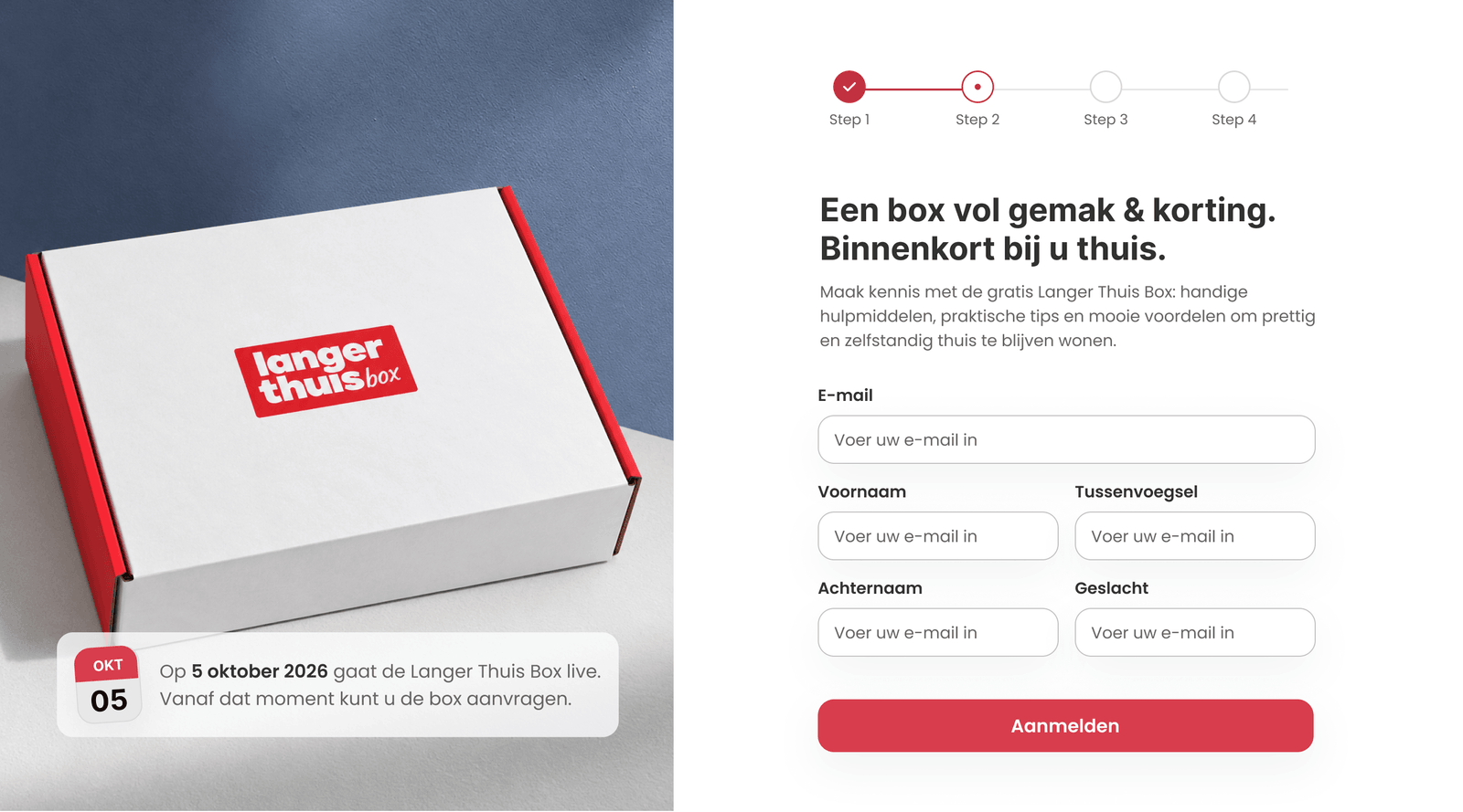 De Langer Thuis Box tegen een blauwe achtergrond
