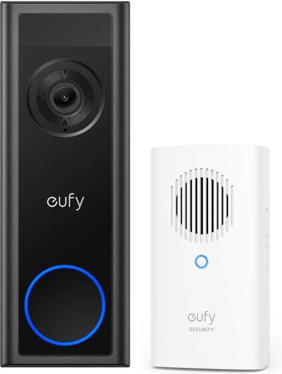 eufy Video Doorbell C30 + Chime - Voordeelbundel- 2K FHD, 16:9 Uitgebreid beeld, Eenvoudige installatie, Live videogesprek, Mens- en bewegingsdetectie, Compatibel met HomeBase S380, Geen abonnementskosten