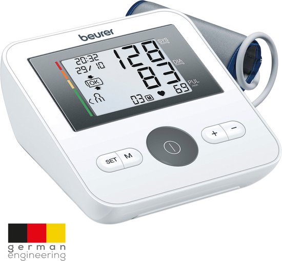 Beurer BM 27 Basic Bloeddrukmeter bovenarm - Aanbevolen door Hartstichting - Onregelmatige hartslag - Risico-indicator - Manchet-aanbreng controle - Manchet 22 tot 42 cm - Klinisch gevalideerd - Digitale Bloeddrukpas - 5 Jaar garantie