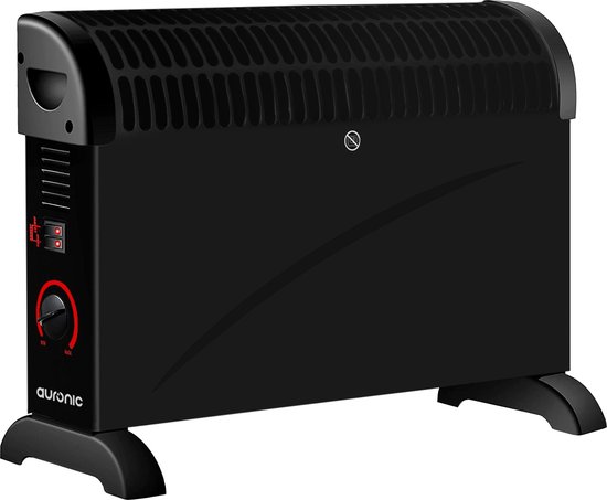 Auronic Elektrische Convectorkachel - 3 Warmtestanden - 750/1250/2000 Watt - Compact en Geruisloos - Regelbare Thermostaat - Zwart