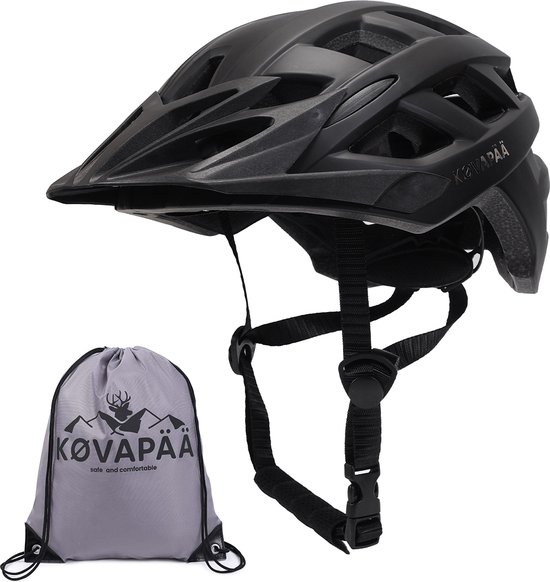 Køvapää® Tolva - Fietshelm - Zwart - Maat 56-61 cm - M/L - Afneembaar vizier - Fietshelm Volwassenen - Fietshelm Dames - Fietshelm Heren - Mountainbike Helm - Fietshelmen - Fietshelmen - fietshelm dames elektrische fiets - Fietshelm Dames Volwassenen