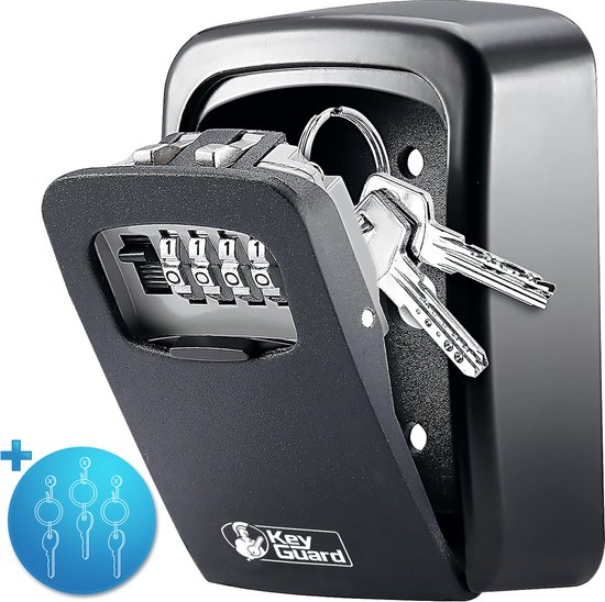 KeyGuard Sleutelkluis Pro – Sleutelkluisje met code voor binnen & buiten – Sleutelkast met cijferslot – Weerbestendig - Inclusief Ophanghaakjes – Zwart