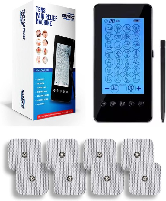Kluvaro KRES200C Tens Apparaat - EMS trainer - AB trainer - Elektrodentherapie - Spierstimulator - Pijntherapie - USB - 16 Elektroden
