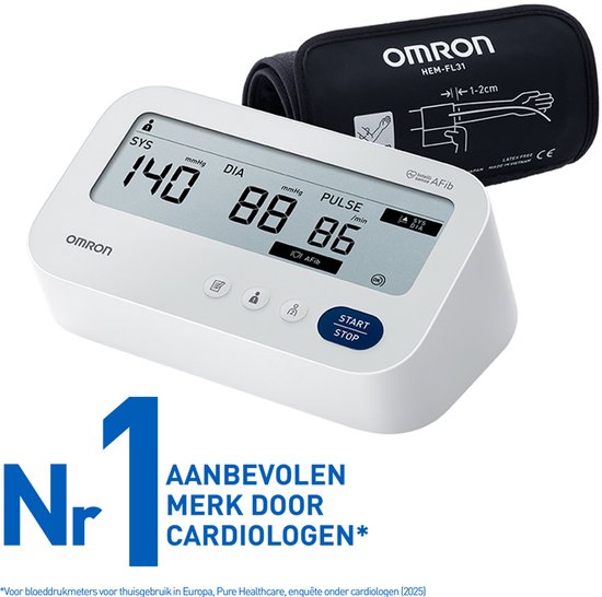 nieuwe OMRON X3 Comfort AFib, klinisch gevalideerde bloeddrukmeter met AFib-detectie bij elke meting, met Intelli Wrap-manchet (22-42cm)-bovenarm-voor thuisgebruik