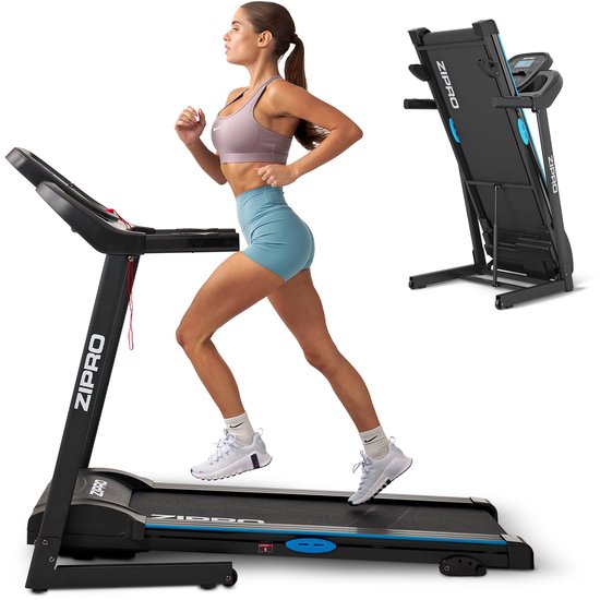Zipro® Tekno Elektrische Loopband 1-14 km/h - Wandelband- Inklapbaar - 3 Hellingsniveaus - 12 Programma’s - Cardiotraining - LCD-display - Eenvoudig opvouwen naar een verticale positie - Nauwkeurige gegevensmeting - Ingebouwde luidsprekers