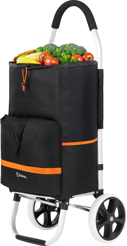 Eskey Boodschappentrolley met koelvak - Opvouwbaar - 50L - Boodschappenwagen - Waterdicht - Reflectoren