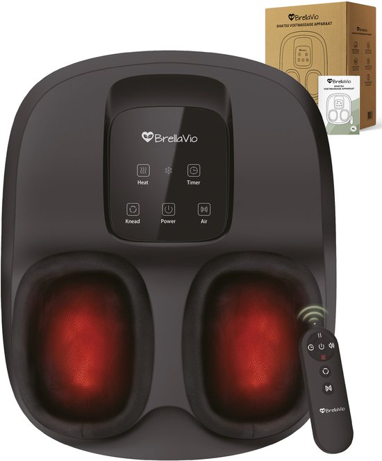 BrellaVio Voetmassage Apparaat - Infrarood Warmte - Shiatsu en Compressie Massage - Bloedsomloop Voet en Been - Wasbare voering