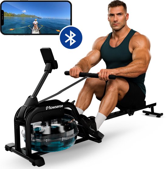 Flowsense Roeimachine Inklapbaar Waterweerstand Roeiapparaat - Roeitrainer Zwart - Max 140KG - Gemakkelijke Montage