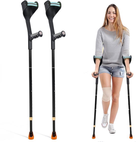 Safe Age® krukken ergonomisch voor revalidatie - opvouwbaar en verstelbaar in hoogte - loopkrukken - elleboogkrukken - 2 stuks