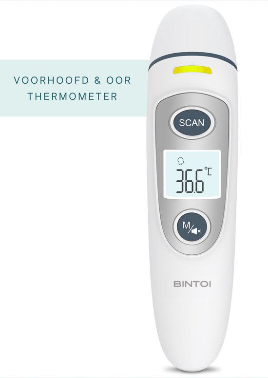 Bintoi X200 - Thermometer - Oorthermometer & Voorhoofd Thermometer - Digitale Koortsthermometer voor Baby & Volwassene - Snel & Nauwkeurig