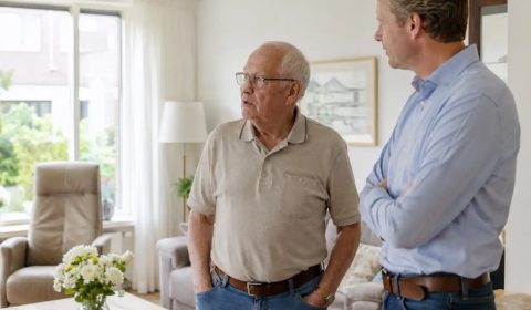 vader en zoon bekijken woning voor aanpassingen