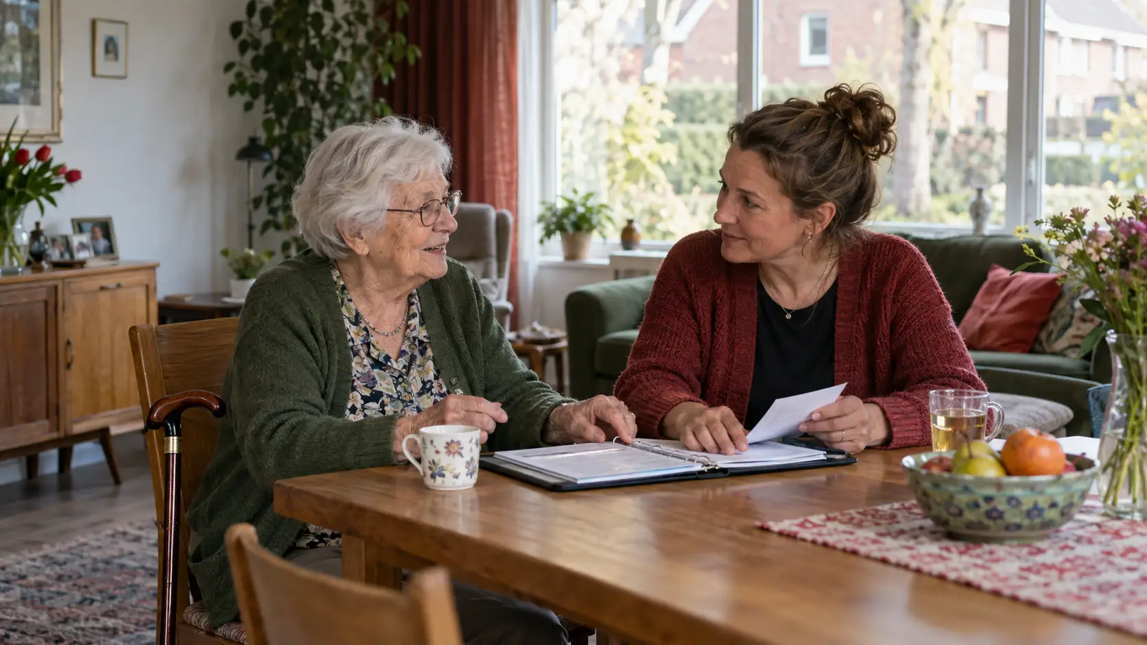 moeder en dochter aan tafel