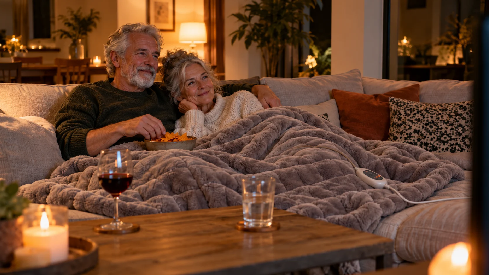 ouder koppen onder electrische deken